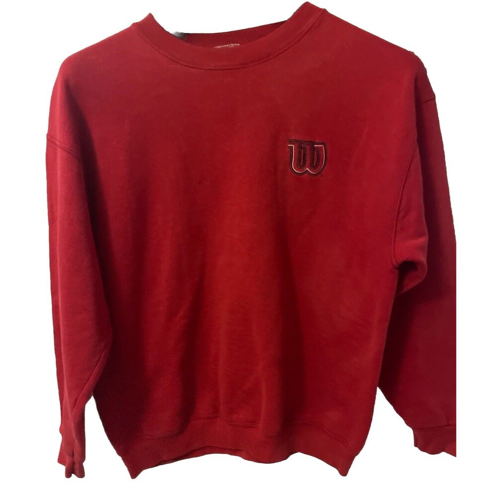 VINTAGE WILSON Red Logo Long Sleeve Sweater Sweatshirt Winter Wear Unisex Sz L